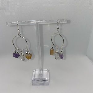 Crystal clear quartz and amethyst earrings